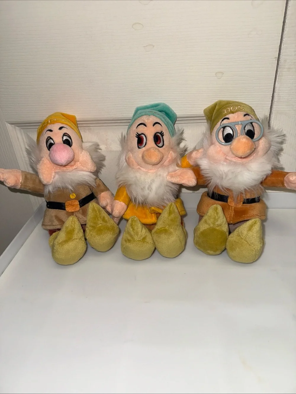 Seven Dwarfs Plush Lot of 3 -  Doc, Bashful, & Sneezy Walt Disney